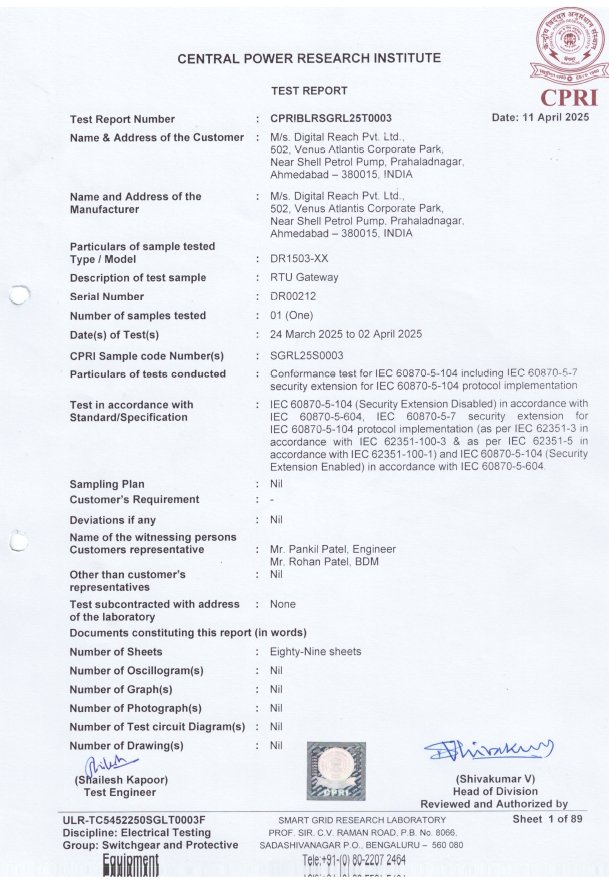 IEC104 CPRI Certificate